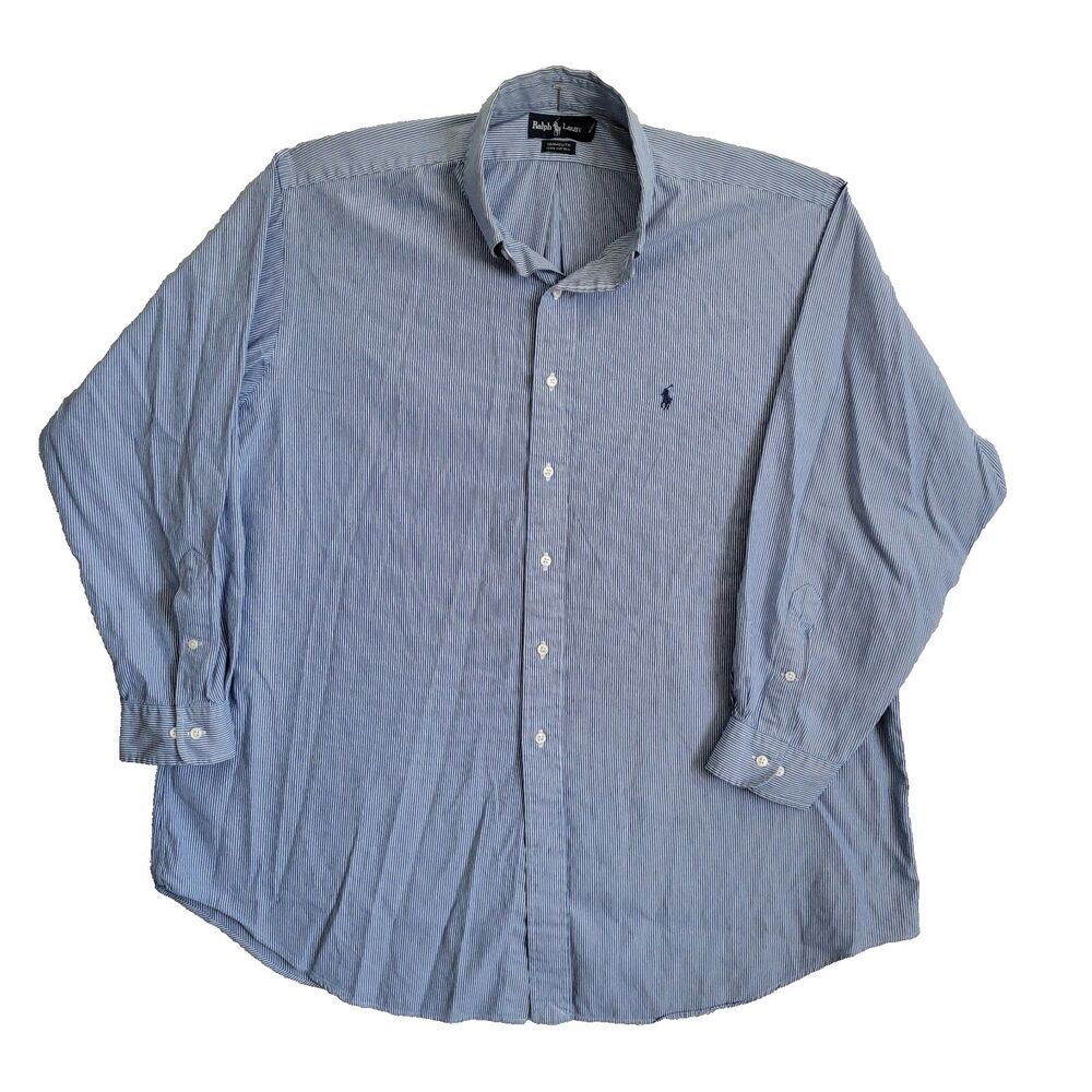 Ralph Lauren Shirt Mens 18 34/35 Blue Shirt Yarmouth Long Sleeve Classic Fit